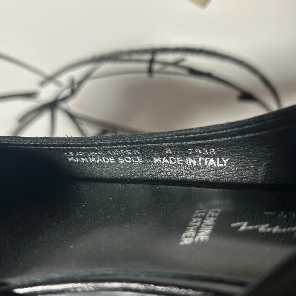 NEW Avellini Black Leather Open-Toe Flats with Buckle, Women’s Size 8 - Picture 7 of 9